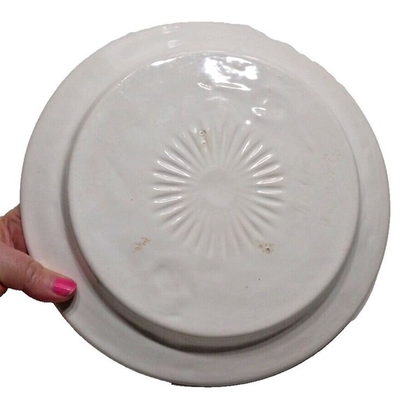 Vintage Cheese Butter Dish Domed Serving White Ceramic Fruits Florals - Picture 8 of 9